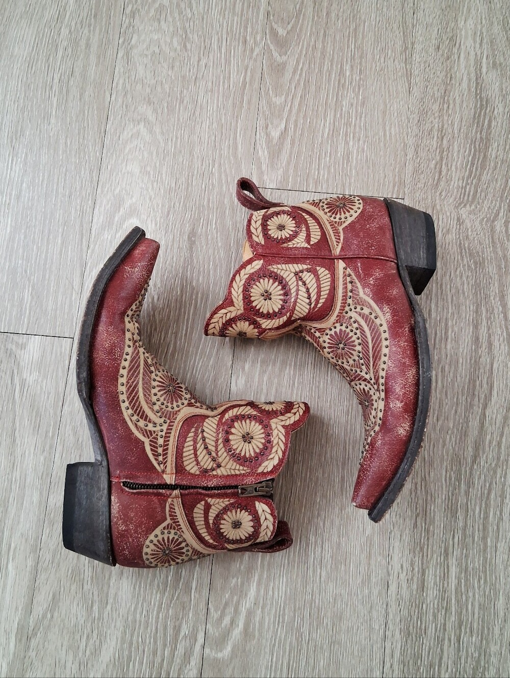Old Gringo Valentine Dion Boots 2775 Red Distressed Leather Studded Floral - Picture 16 of 16